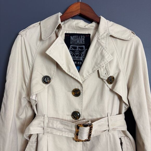 Millard Fillmore MF-13 Trench Coat Light Tan Beige Size Large Steampunk Unique - Picture 3 of 16